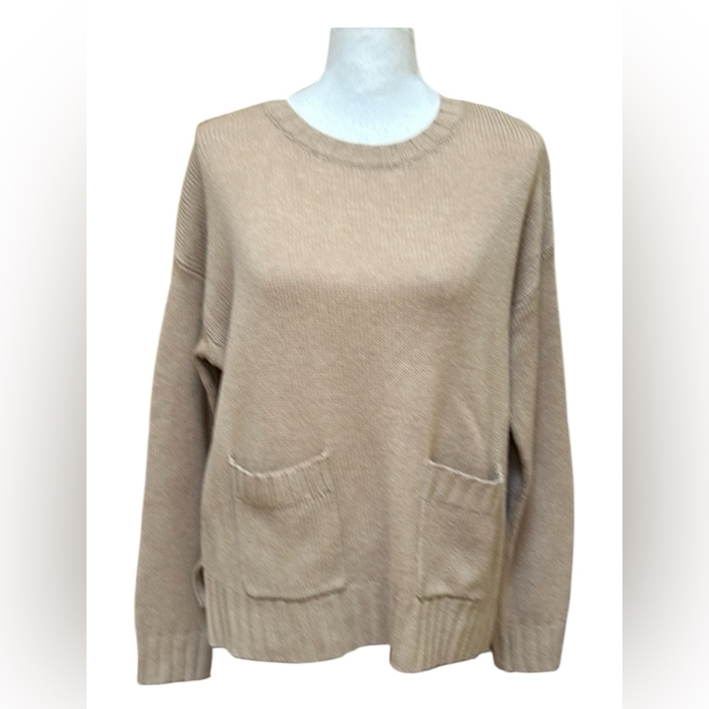 Joie Women’s Beige Cashmere Wool Blend Long Sleeves Pocket Pullover Sweater M